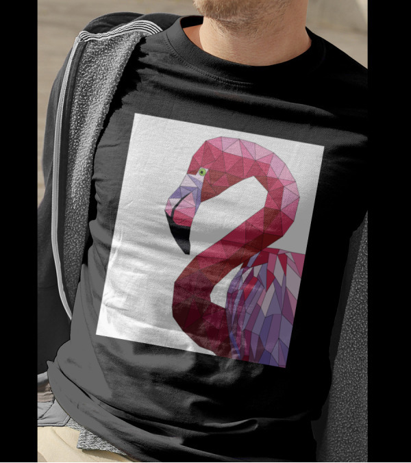 Geometric Fernando The Flamingo Abstract Polygon T-Shirt