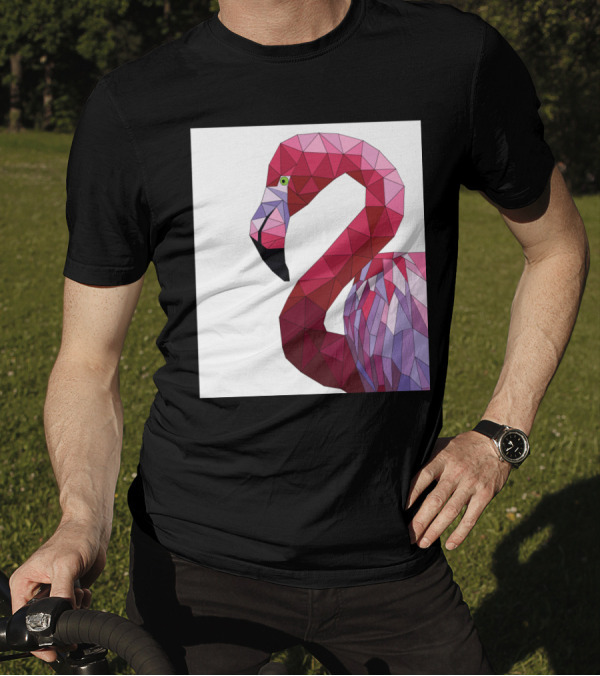 Geometric Fernando The Flamingo Abstract Polygon T-Shirt