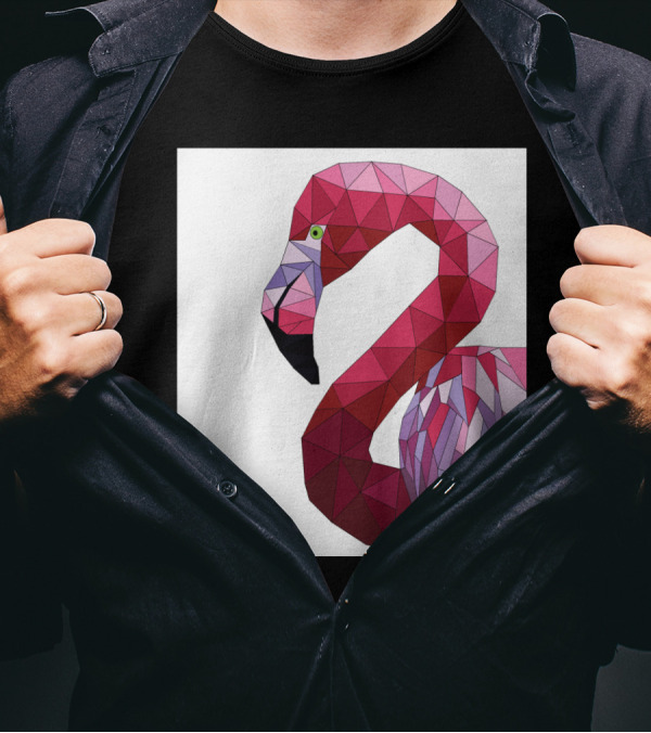 Geometric Fernando The Flamingo Abstract Polygon T-Shirt
