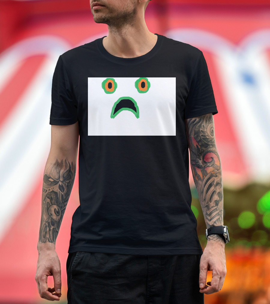 GaspJokes Sad Frog Face with Orange Eyes Expression T-Shirt