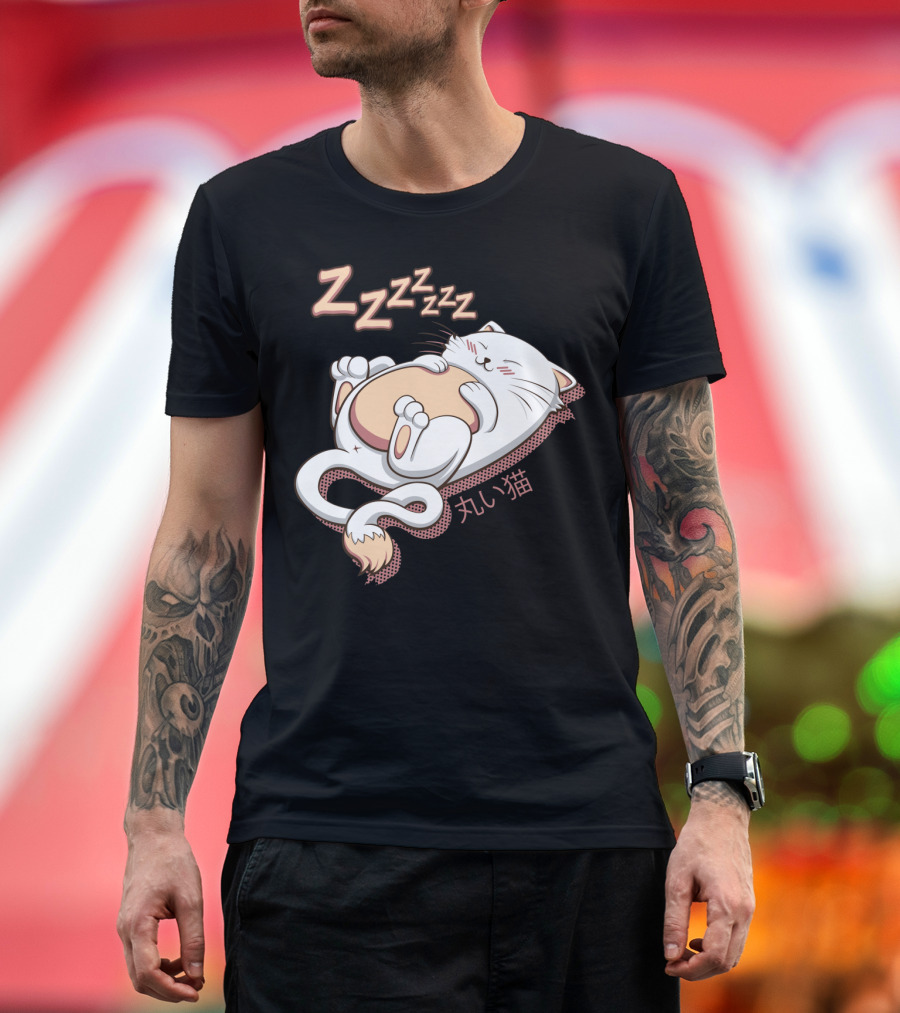 Marui Neko Sleeping Round Cat with Zzzzzz T-Shirt