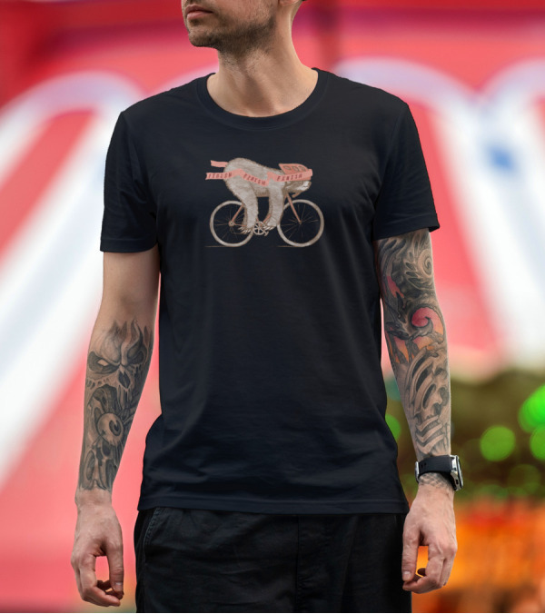 Premium T-Shirt: Sloth Biking Through Finish Line T-Shirt Sloth Biking Through Finish Line T-Shirt