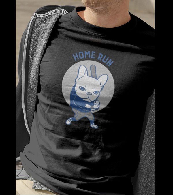 Home Run Bulldog Playing Baseball Iconic Batting Stance T-Shirt
