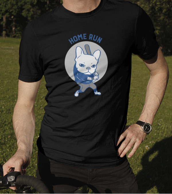 Home Run Bulldog Playing Baseball Iconic Batting Stance T-Shirt