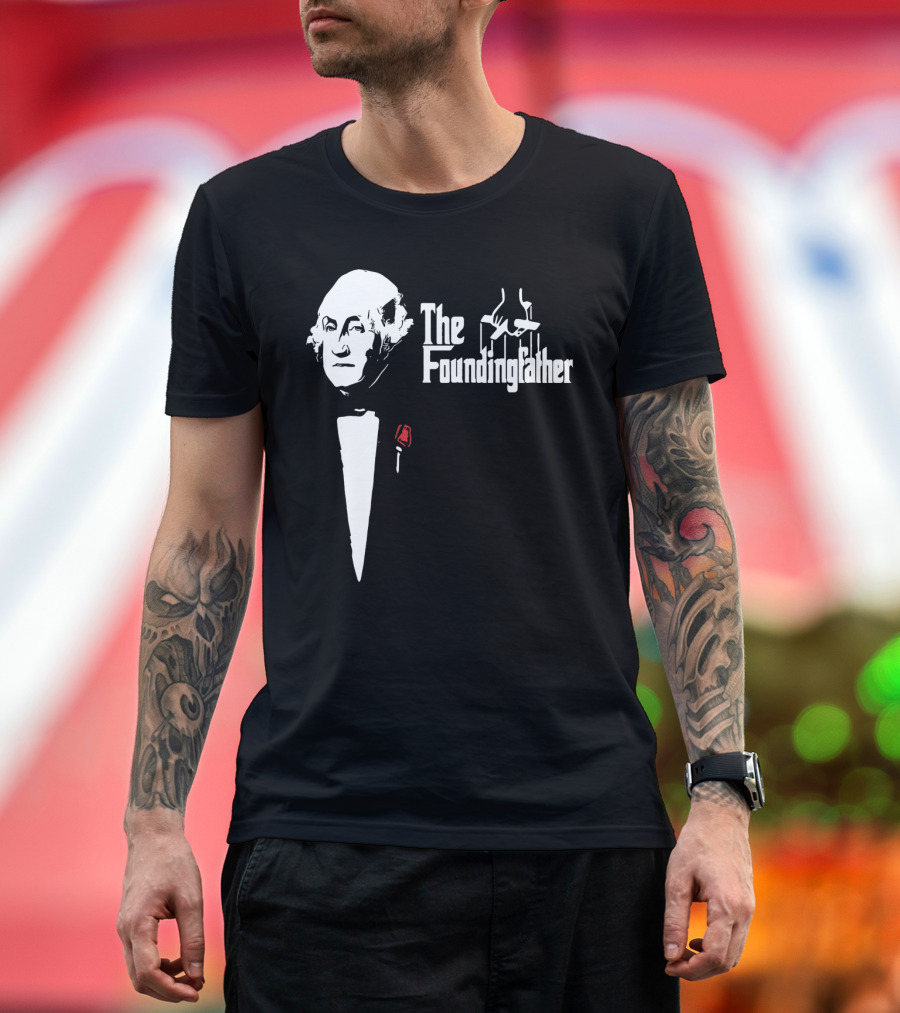 The Foundingfather Parody George Washington Godfather Style tuxedo Rose T-Shirt