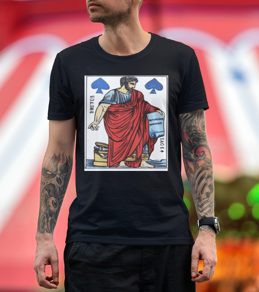 Brutus Rome Inspired Spade Card Illustration with Scroll T-Shirt