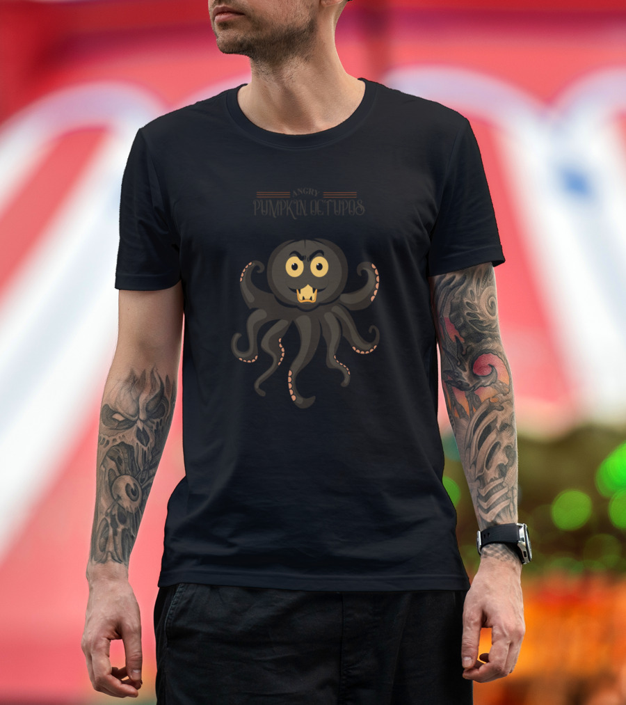 Angry Pumpkin Octopus T-Shirt