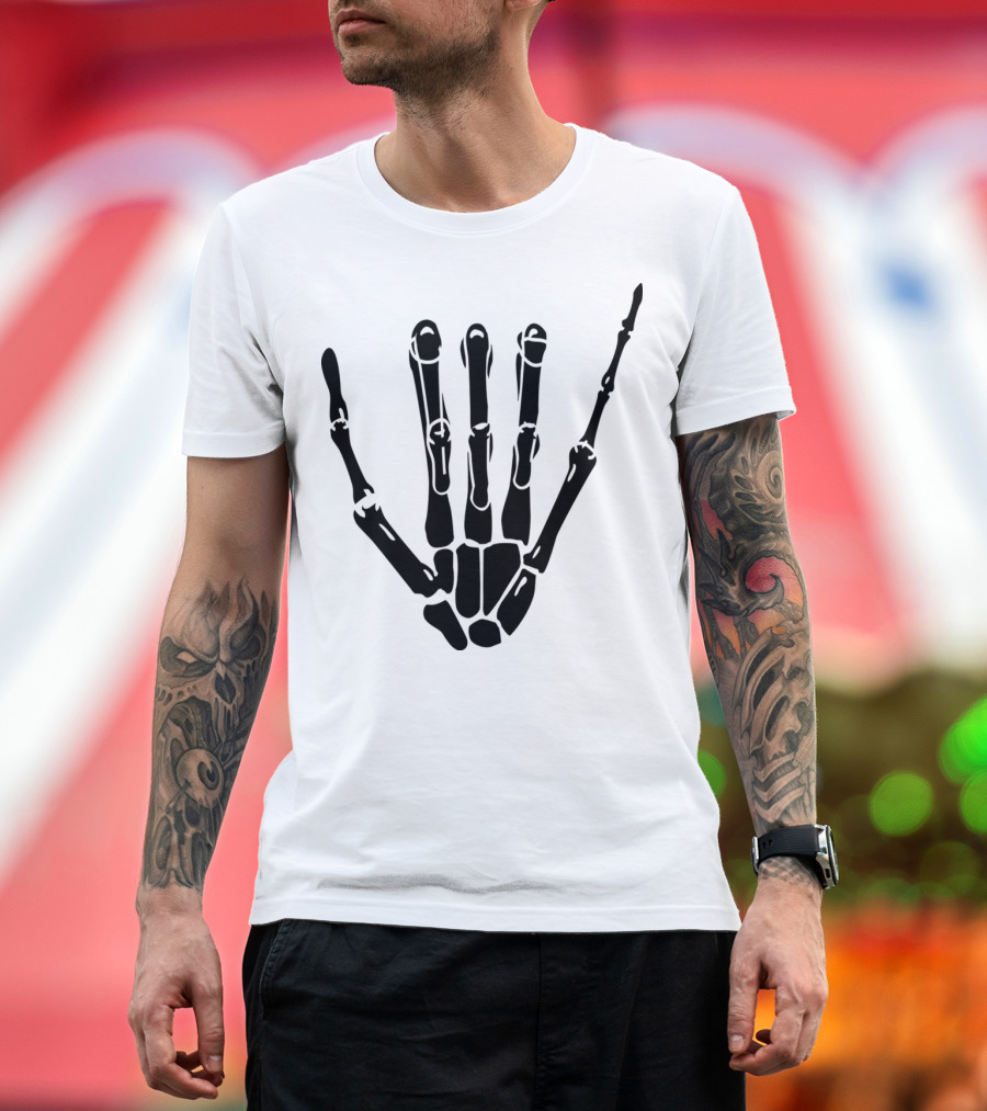 Hang Loose Skeleton Hand Bone Gesture T-Shirt