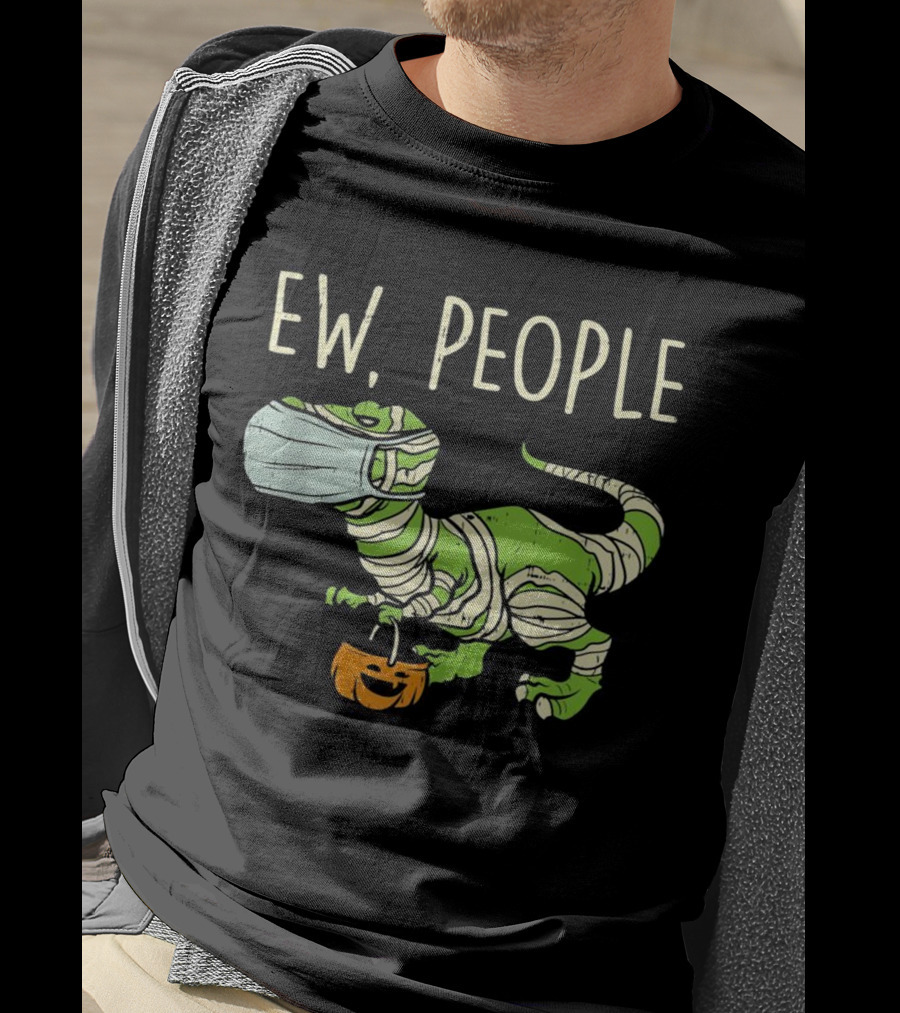 Ew People Halloween Dinosaur Mummy With Pumpkin T-Shirt