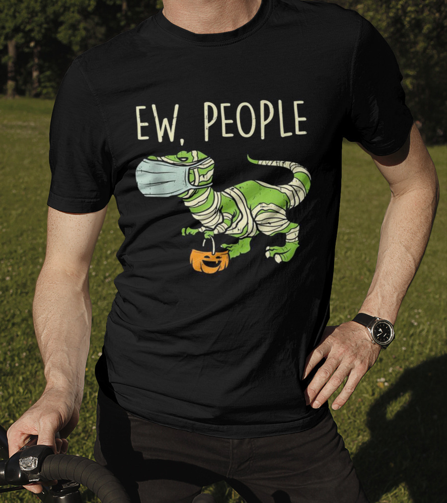 Ew People Halloween Dinosaur Mummy With Pumpkin T-Shirt