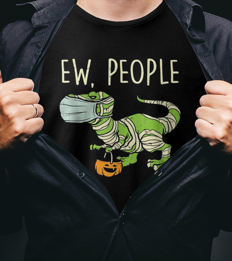 Ew People Halloween Dinosaur Mummy With Pumpkin T-Shirt