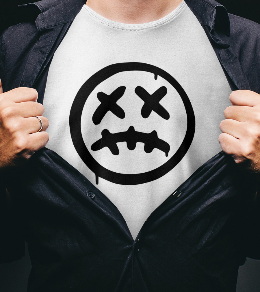 Brush Sad Face Dripping Crossed Eyes Mouth T-Shirt