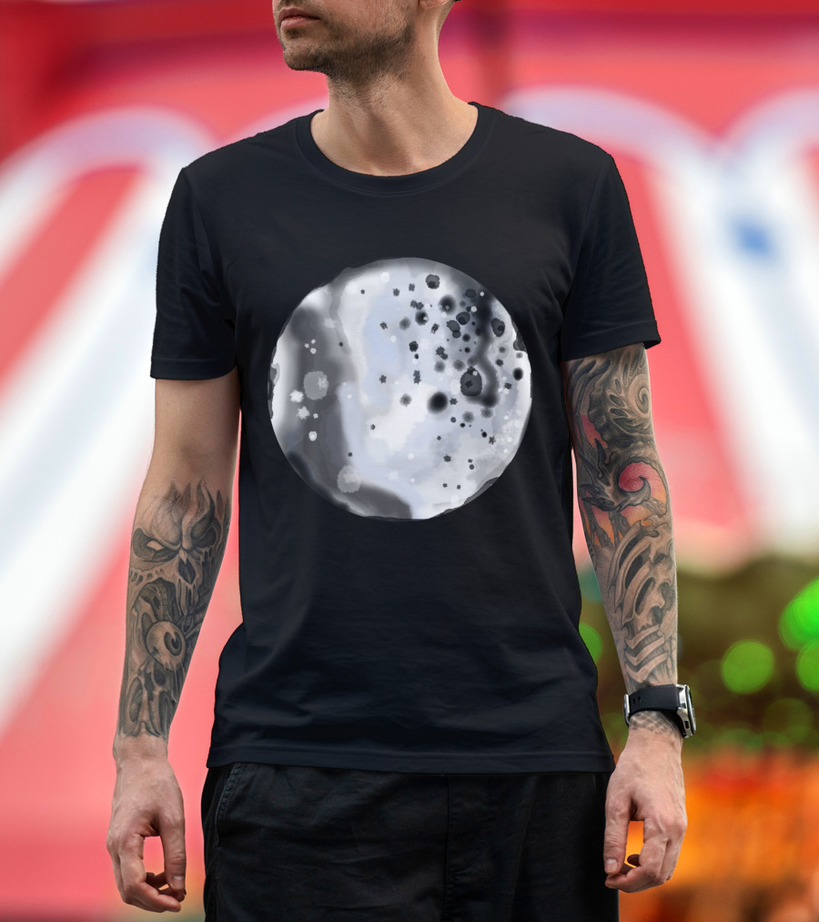 Full Moon Celestial Abstract Black and White Lunar Sphere T-Shirt