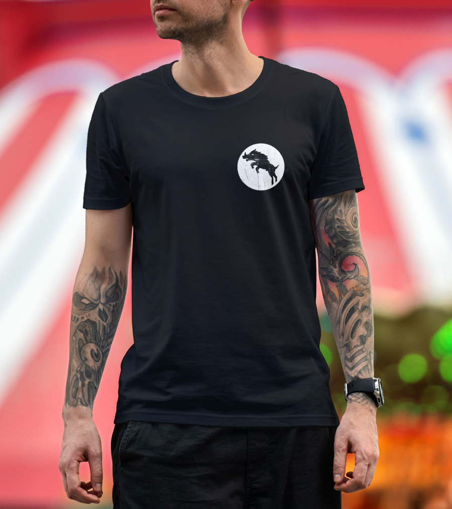 British Commando Boar Silhouette on Moonlit Night Scene T-Shirt