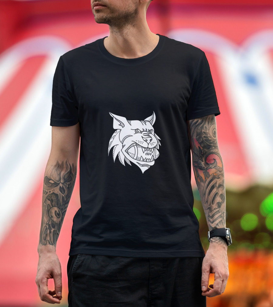 Bobcat Fierce Grin American Football Mono Line T-Shirt