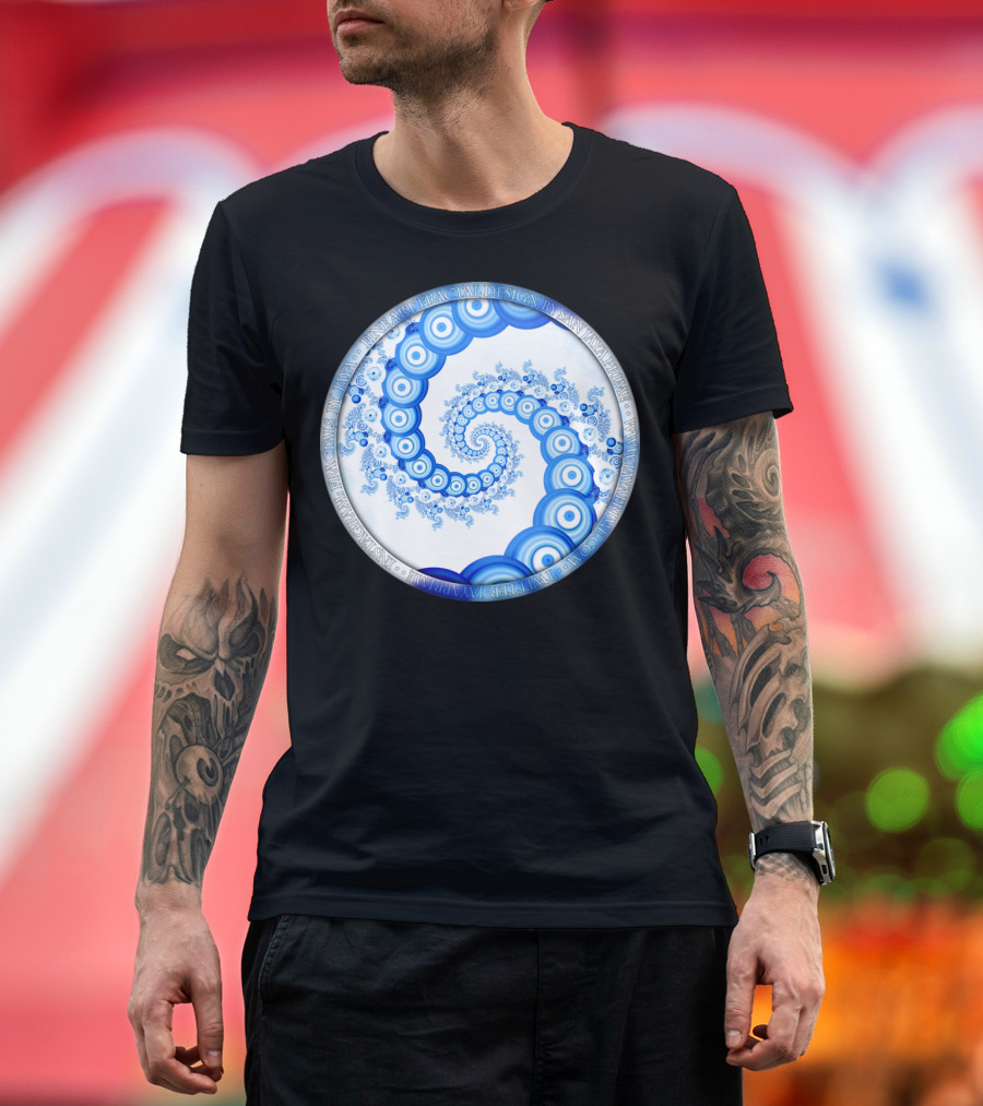 Sky Blue Cloud White Spiral by Chinese Fractal Design Anna P Smith T-Shirt