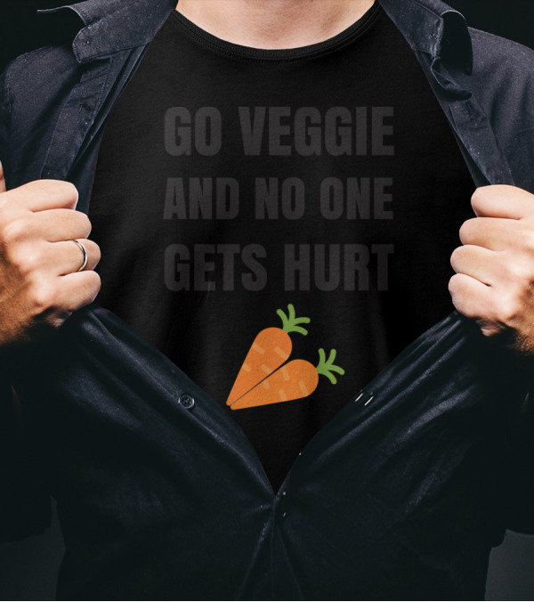 Go Veggie And No One Gets Hurt Funny Carrot T-Shirt