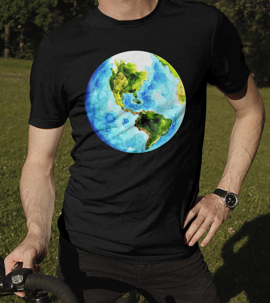 Earth Day Love Earth Watercolor Planet Earth T-Shirt