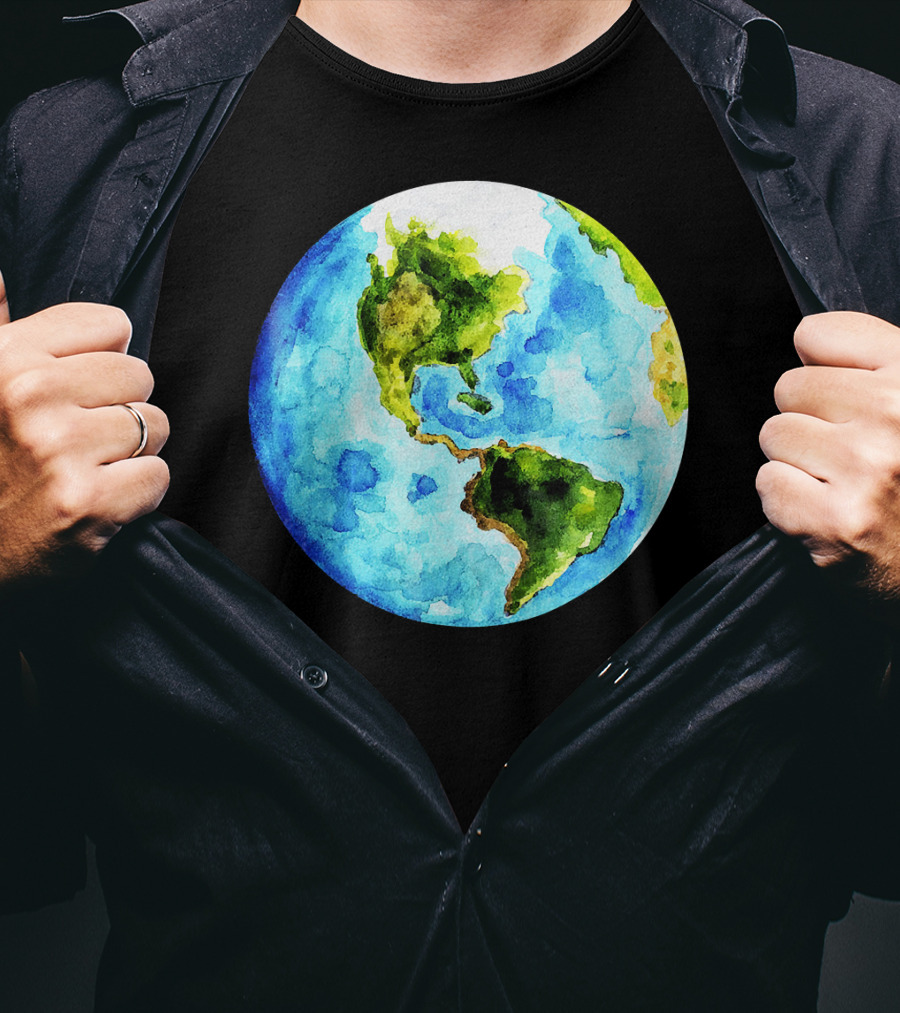 Earth Day Love Earth Watercolor Planet Earth T-Shirt