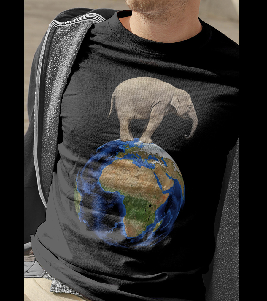 Elephant Standing On Earth Animal Conservation Earth Day T-Shirt