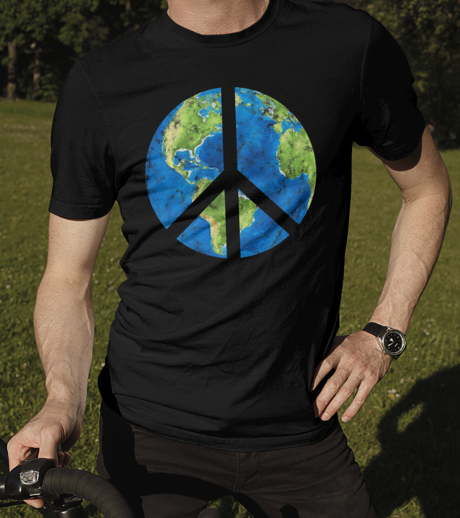 Peace On Earth Globe Peace Sign T-Shirt
