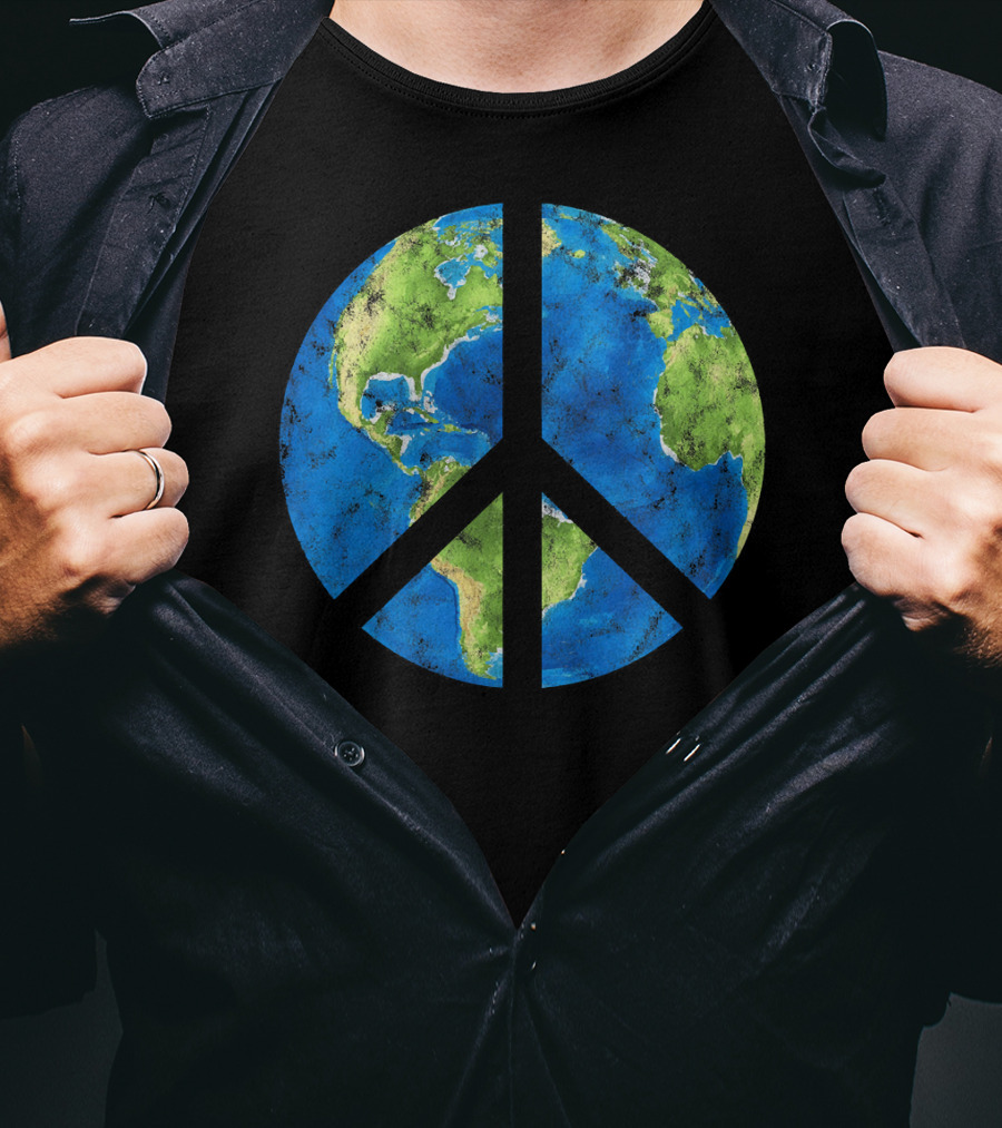 Peace On Earth Globe Peace Sign T-Shirt