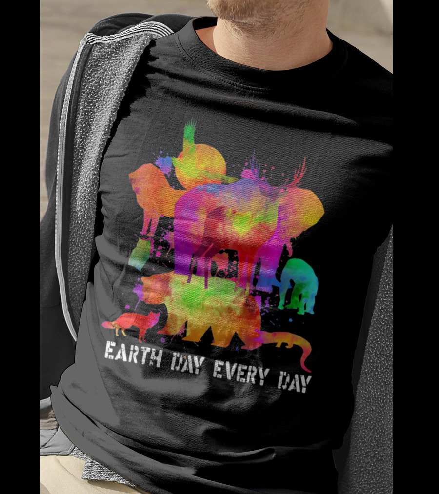 Earth Day Every Day Colorful Animal T-Shirt