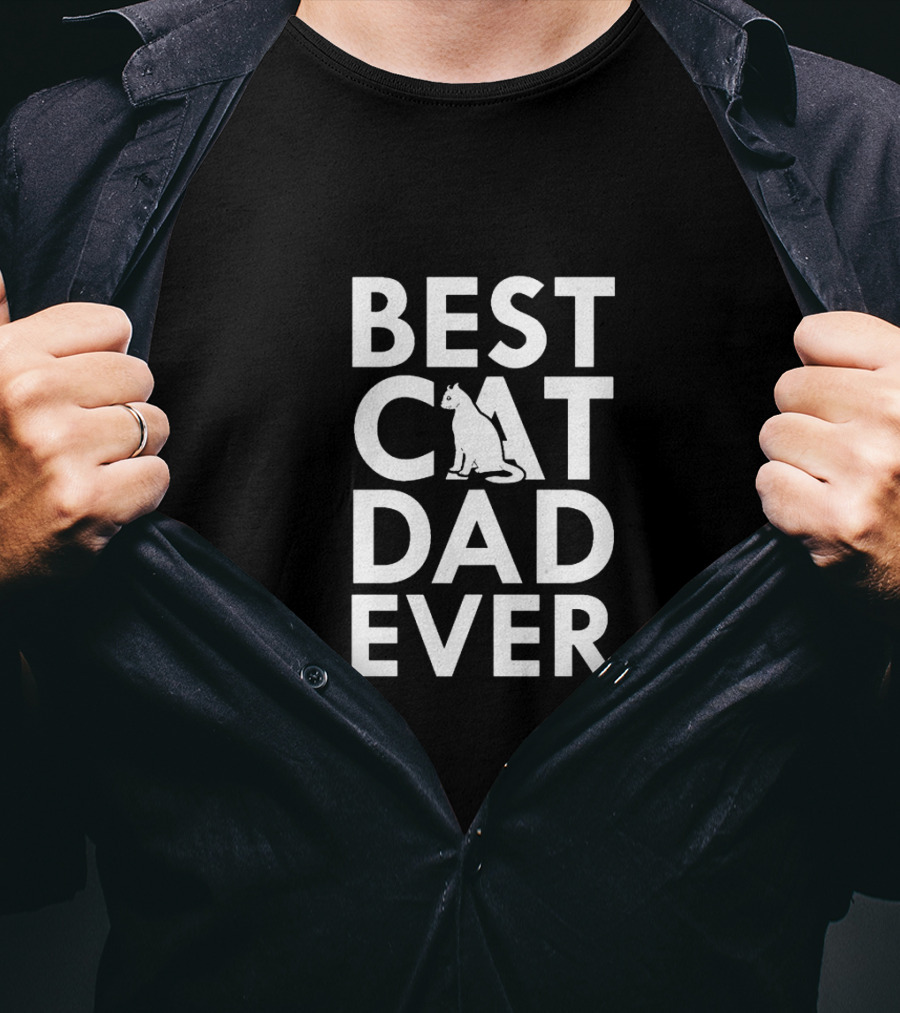 Best Cat Dad Ever Funny Cat Lovers Premium T-Shirt