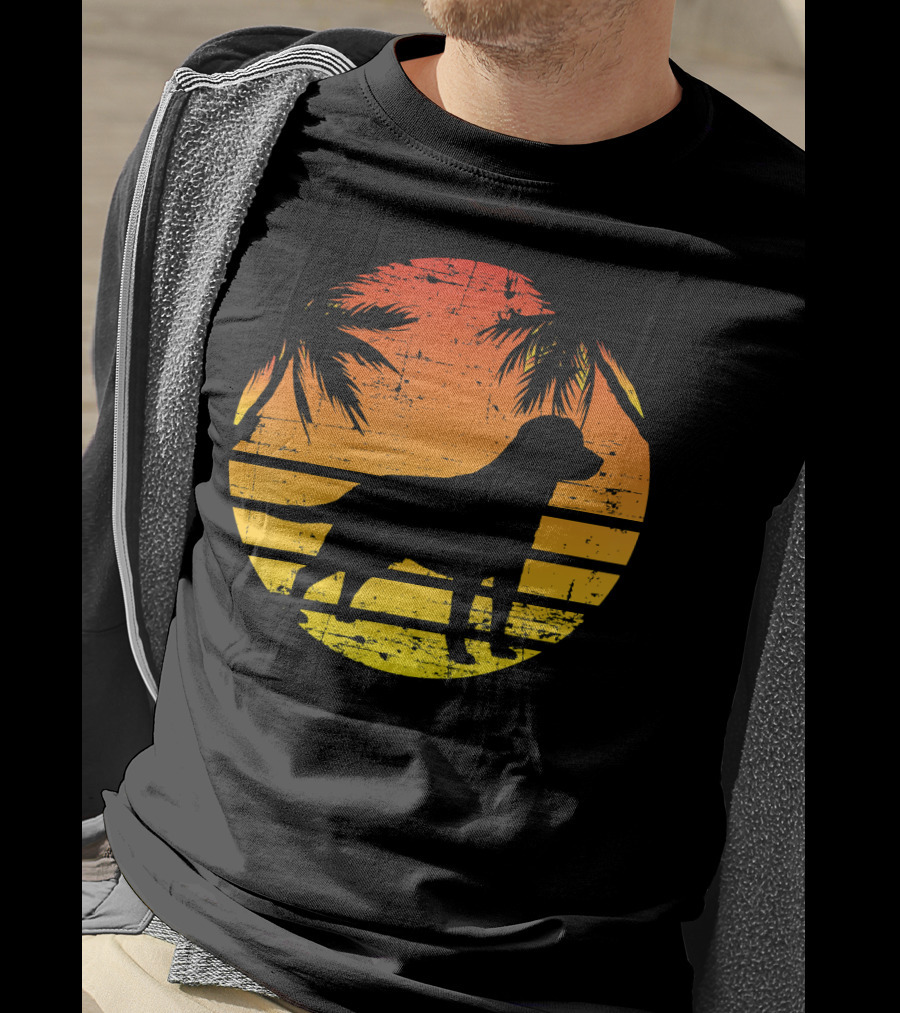 Vintage Labrador Retriever Sunset Tropical T-Shirt