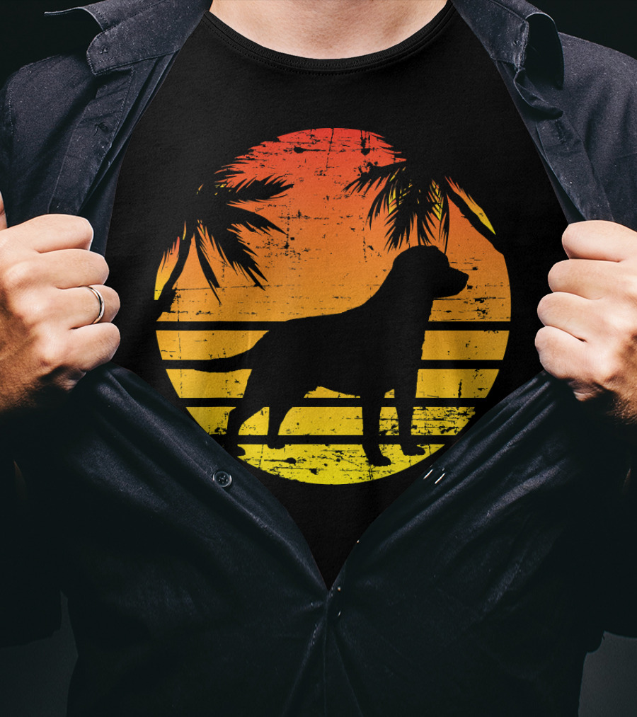 Vintage Labrador Retriever Sunset Tropical T-Shirt