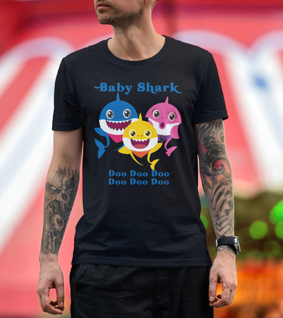 Baby Shark Doo Doo Doo Doo Doo Doo Blue Pink Yellow Shark Trio T-Shirt