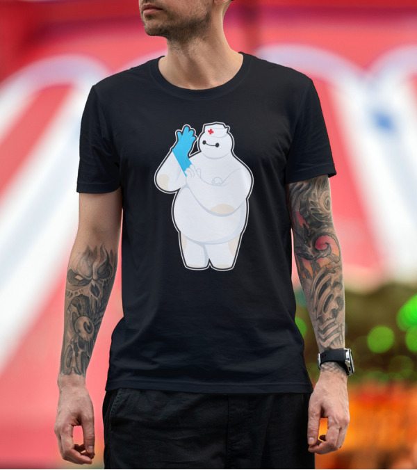Premium T-Shirt: Baymax Nurse Cosplay with Gloves and Nurse Hat T-Shirt Baymax Nurse Cosplay with Gloves and Nurse Hat T-Shirt