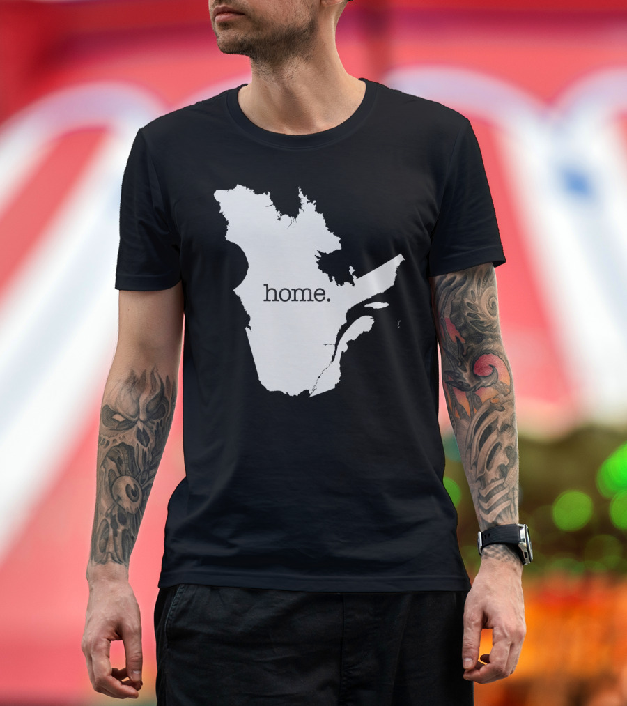 Map of Quebec with Home Text T-Shirt