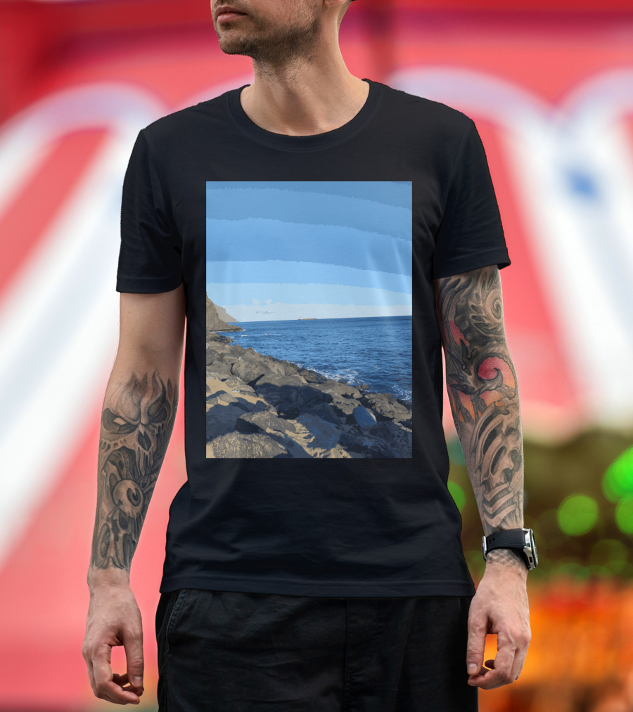 Scenic Las Teresitas Beach Coastline Tenerife and Gran Canaria Shores T-Shirt