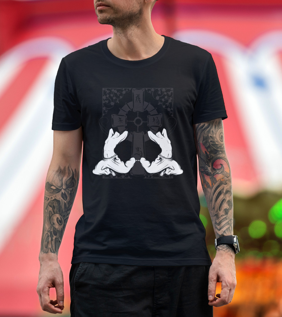Dedication: Mirrored Hand Symbolism with Intricate Flourish T-Shirt