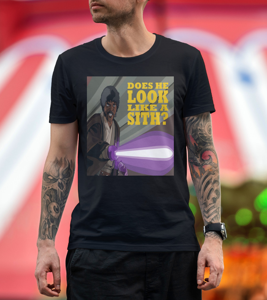 Does He Look Like a Sith Jules Windu Lightsaber Moment T-Shirt