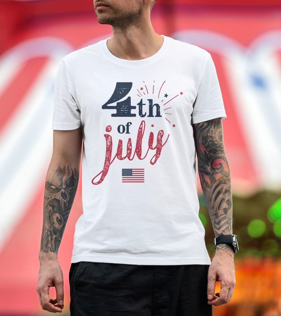 4th July American Flag Fireworks T-Shirt
