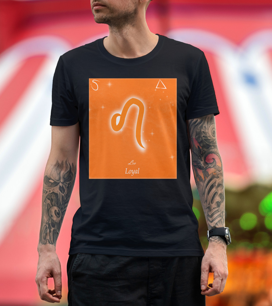 Zodiac Leo Symbol Loyal with Fire and Stars Elements T-Shirt