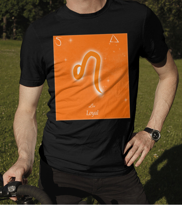Zodiac Leo Symbol Loyal With Fire And Stars Elements T-Shirt