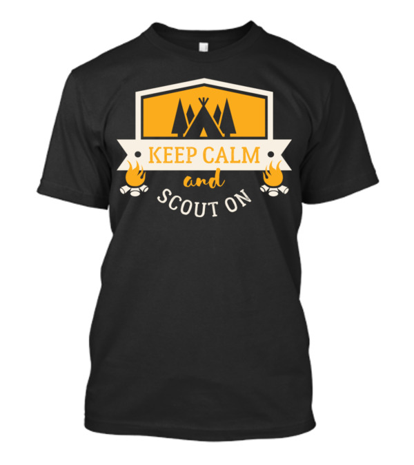 Keep Calm And Scout On Campfire Teepee Adventure T-Shirt