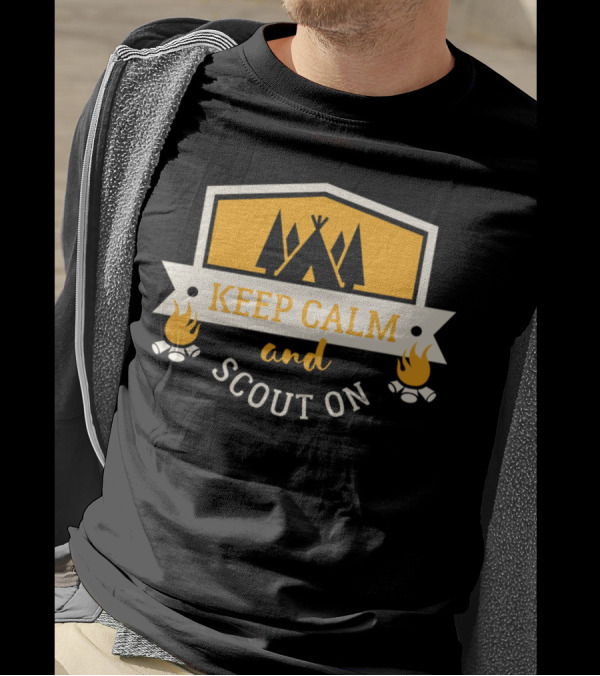 Keep Calm And Scout On Campfire Teepee Adventure T-Shirt