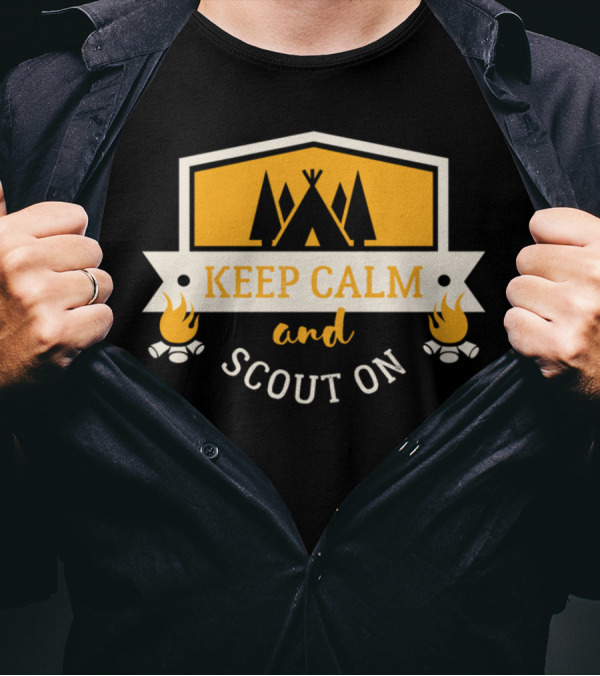 Keep Calm And Scout On Campfire Teepee Adventure T-Shirt
