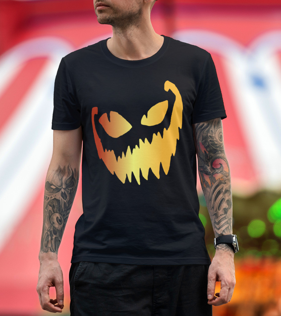 Halloween Grinning Pumpkin with Scary Teeth T-Shirt