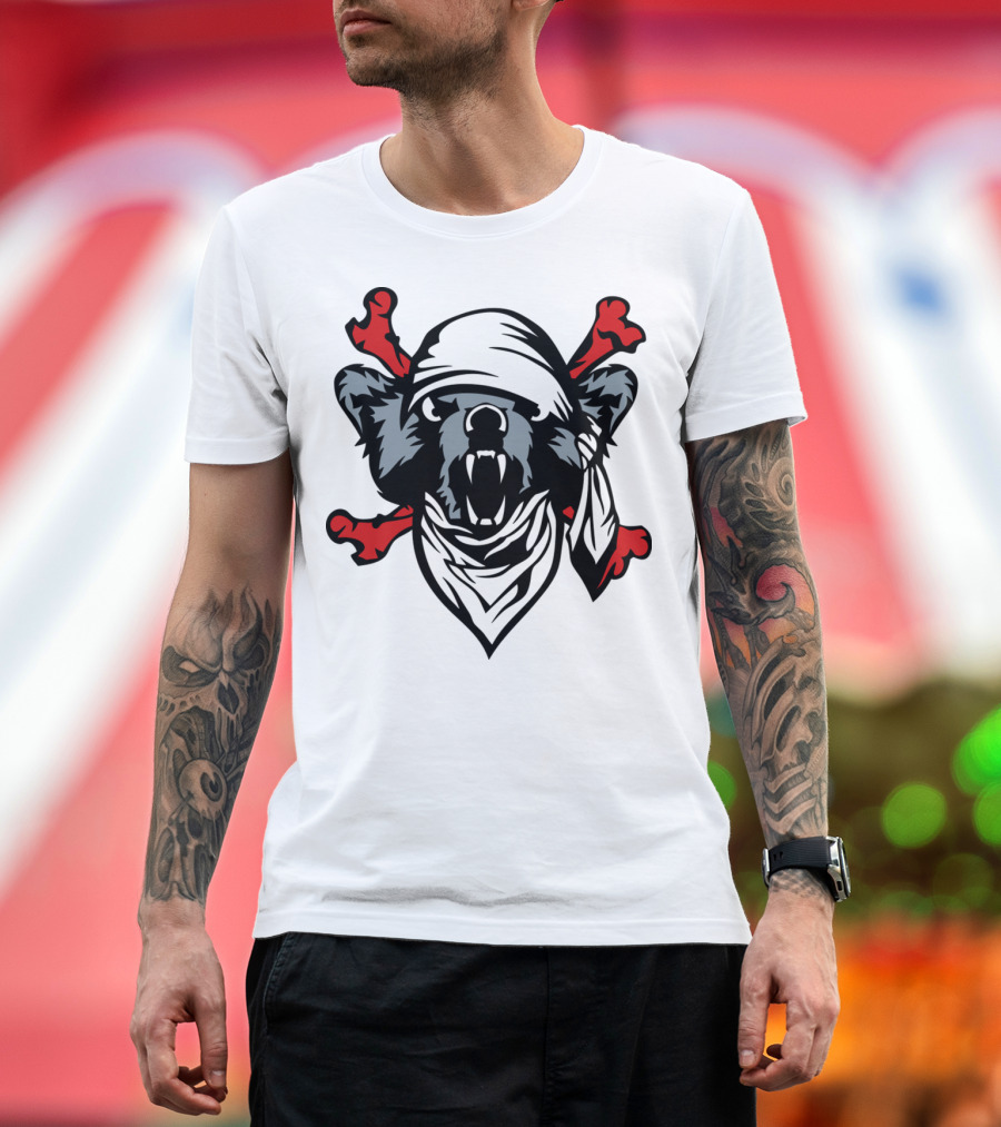 Bear Pirate Scarf Skull Bones Skeleton T-Shirt