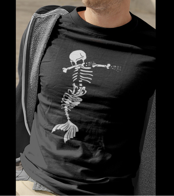 Dabbing Mermaid Skeleton Halloween Creepy Dab T-Shirt