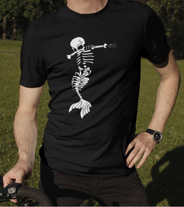 Dabbing Mermaid Skeleton Halloween Creepy Dab T-Shirt