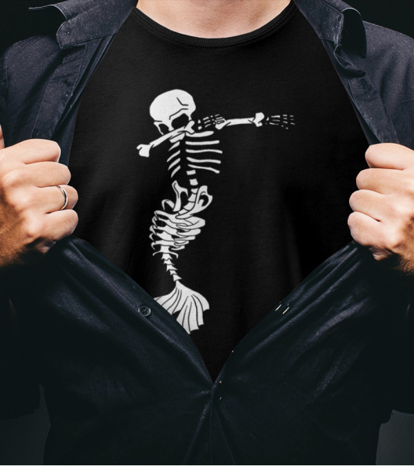 Dabbing Mermaid Skeleton Halloween Creepy Dab T-Shirt