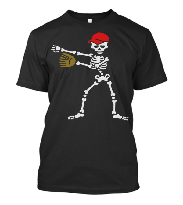Flossing Skeleton With Baseball Glove And Cap Dance Floss Baseball Softball T-Shirt