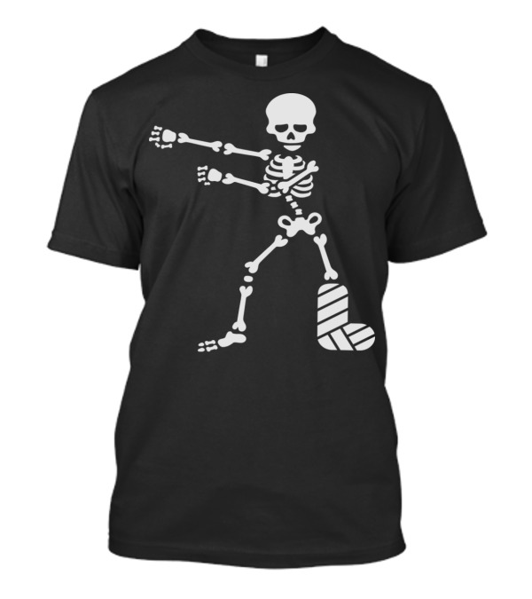 Broken Leg Plaster Floss Dance Flossing Skeleton T-Shirt