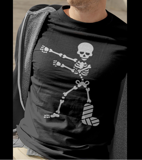 Broken Leg Plaster Floss Dance Flossing Skeleton T-Shirt